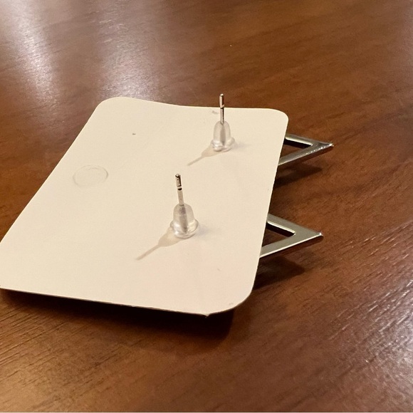 Modern Geometric Silver Earrings - Picture 5 of 5